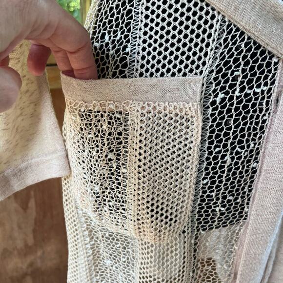 Ryu Women's Open Knit Longline Lace Trim Cardigan Color Blush Size S. NEW - Picture 6 of 11